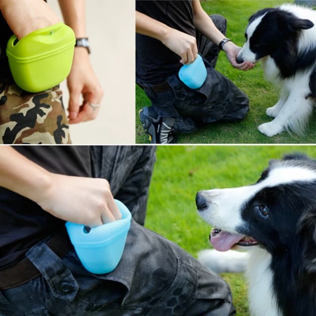 Riñonera Portátil para Entrenamiento de Perros, Bolsa de Alimento para Exteriores, Silicona Resistente