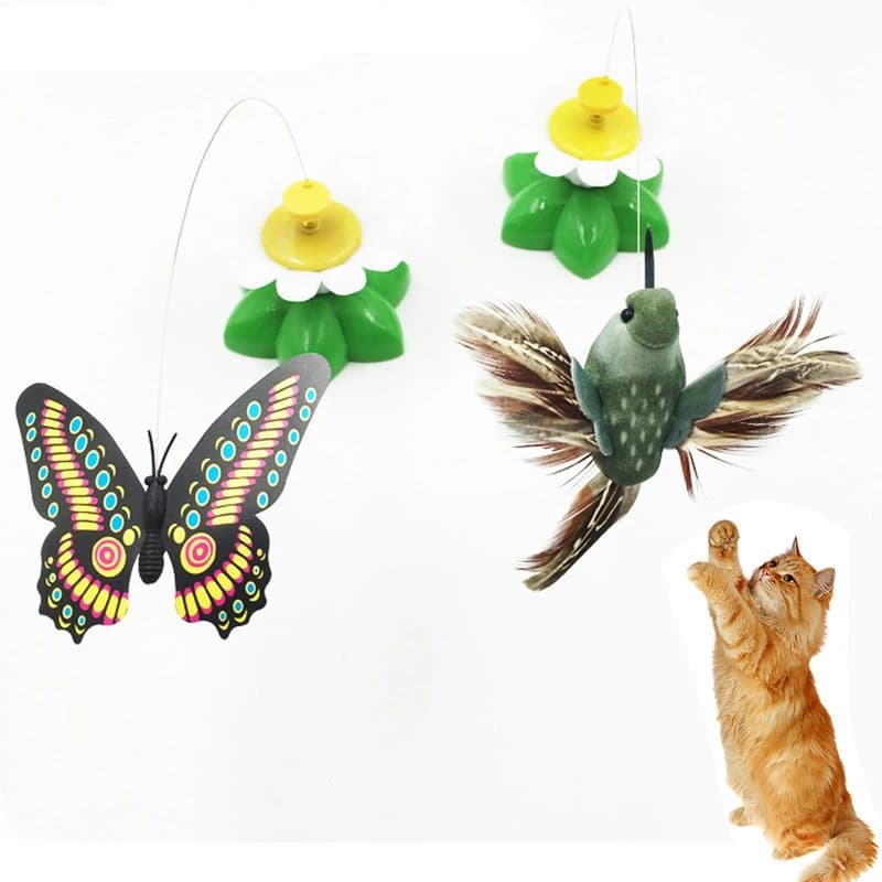 Juguete Eléctrico Giratorio: Mariposas y Pájaros para Mascotas 🦋🐦