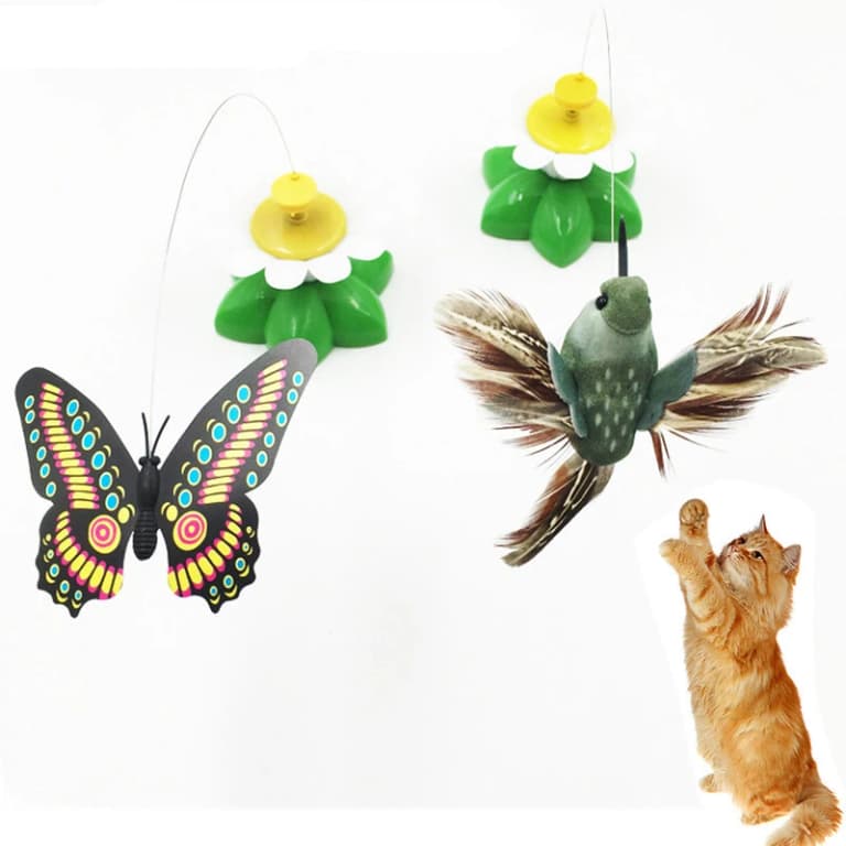Juguete Eléctrico Giratorio: Mariposas y Pájaros para Mascotas 🦋🐦