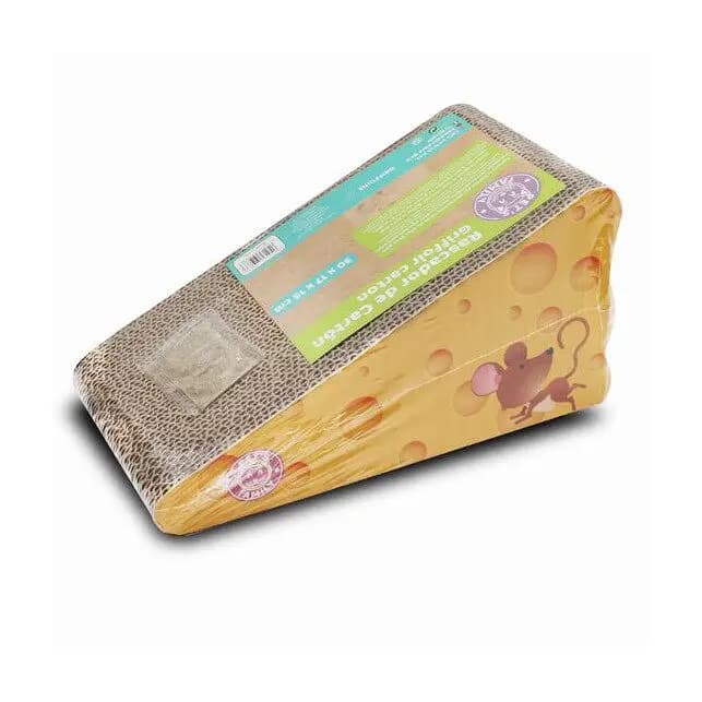 Rascador de Cartón en Forma de Queso para Gatos 🍃