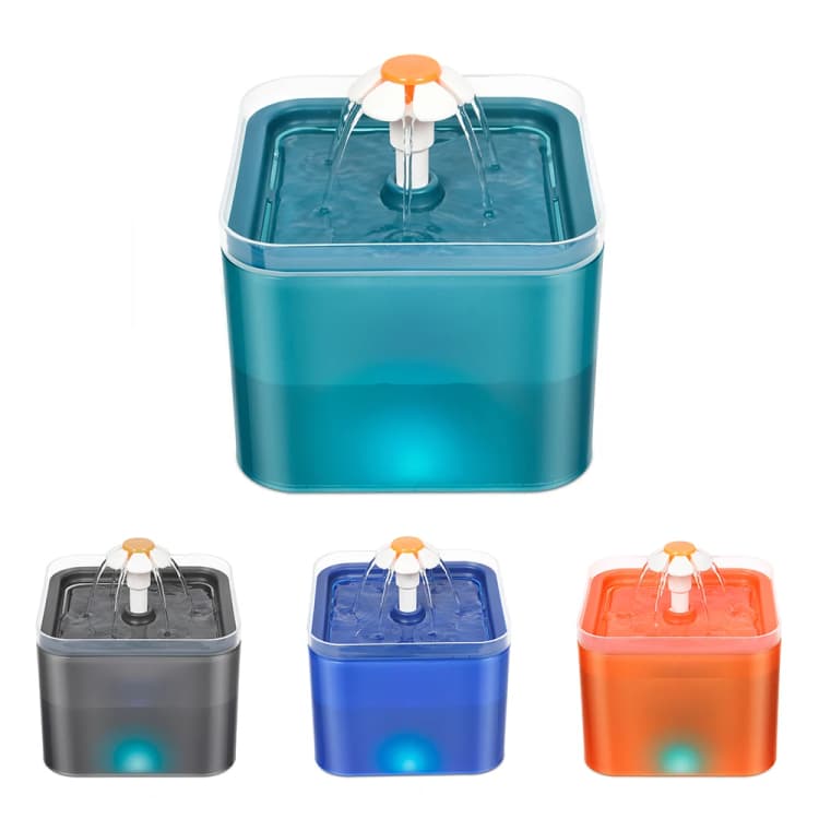 Dispensador de agua con filtro de recirculación para mascotas, fuente de agua dulce con carga USB, iluminación LED automática