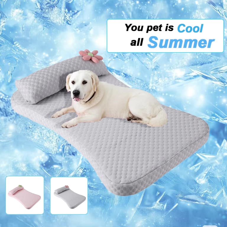 Cama refrescante con flores para perros y gatos 🌸