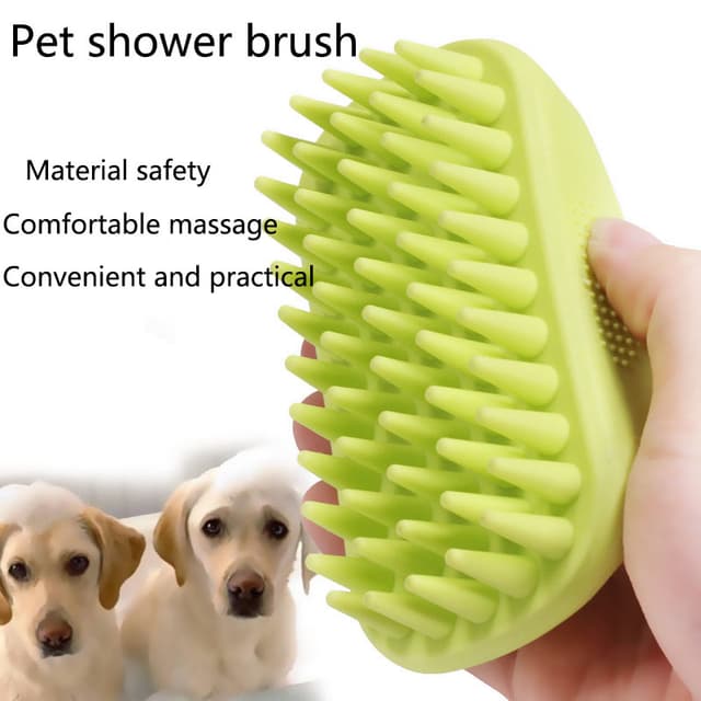 Cepillo de Baño para Mascotas con Masaje de Goma y Depilación