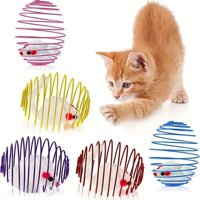 Bola de resorte interactiva para gatos, color aleatorio